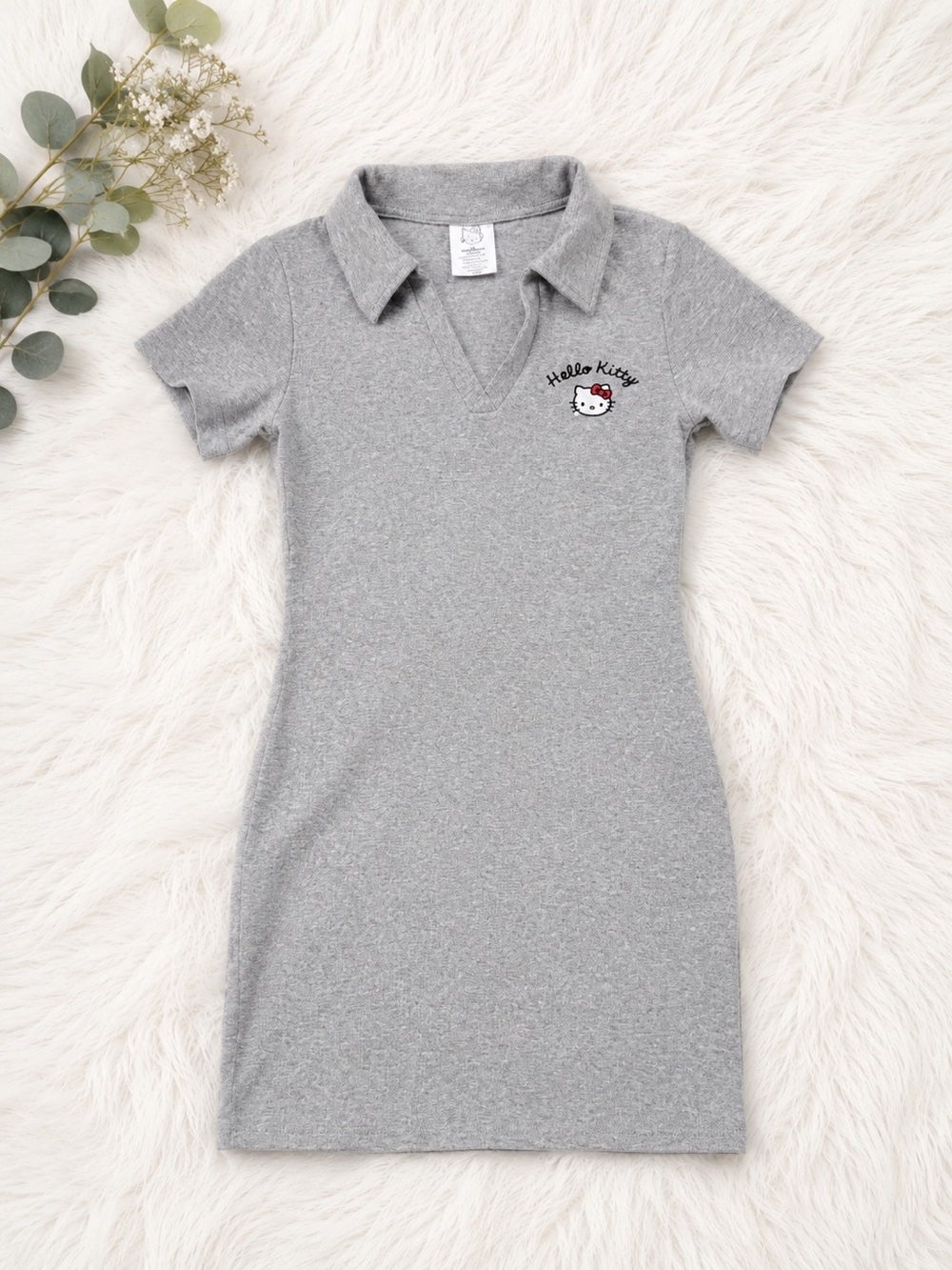 Hello Kitty Gray Polo Mini Dress Size S Sanrio Bodycon